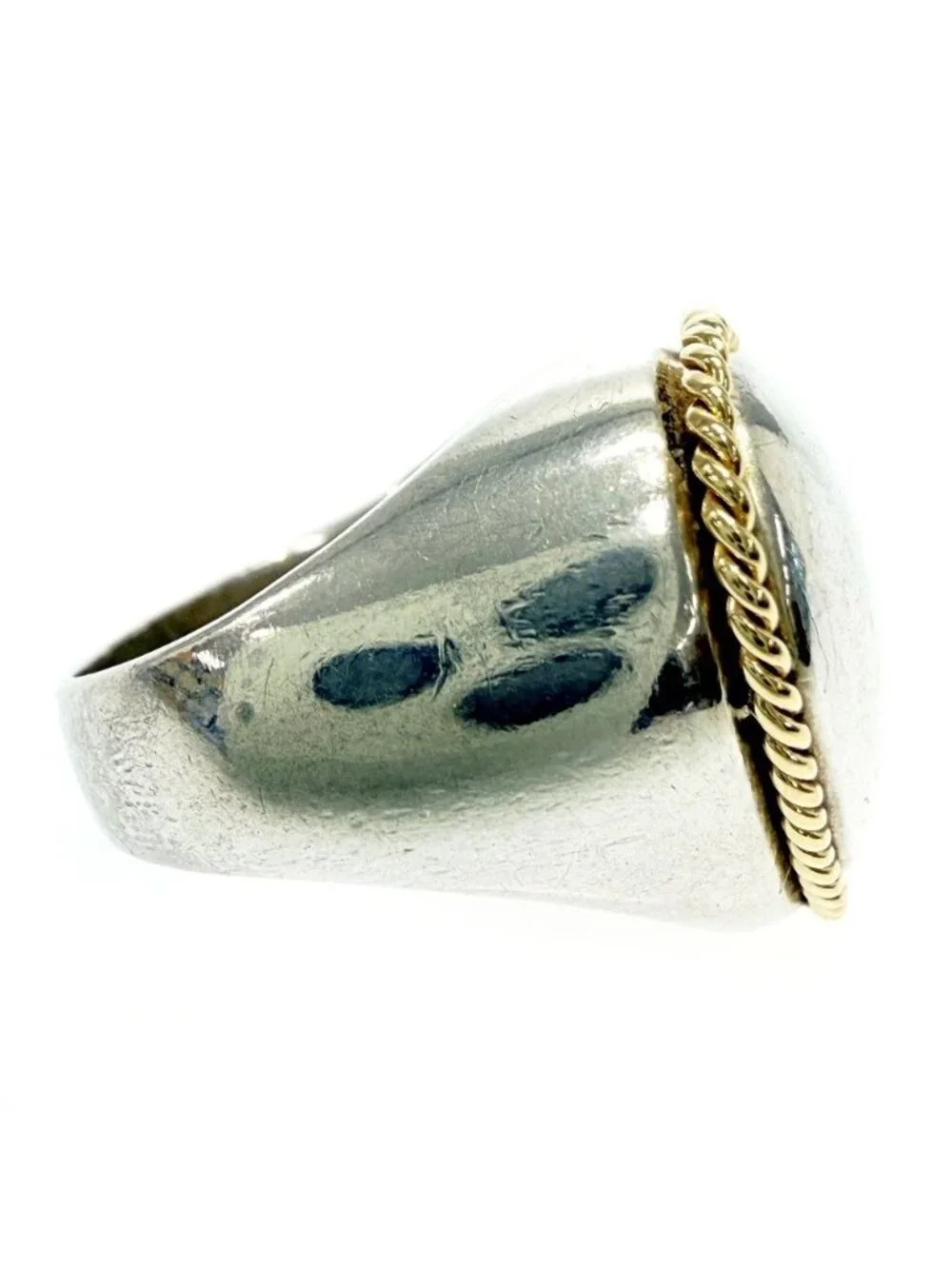 Tiffany & Co Silver Gold Full Heart Twisted Rope Ring